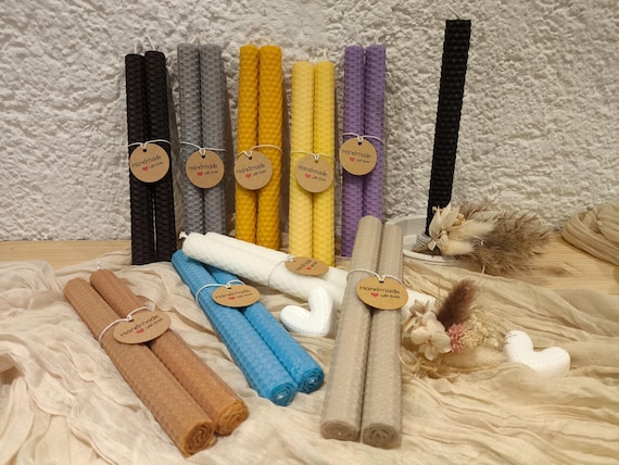 Bienenwachskerzen handgerollt, aus 100& Bienenwachs, nachhaltig, Stabkerze, Tafelkerze, Leuchterkerze, Esstischkerze, Deko, made in Germany