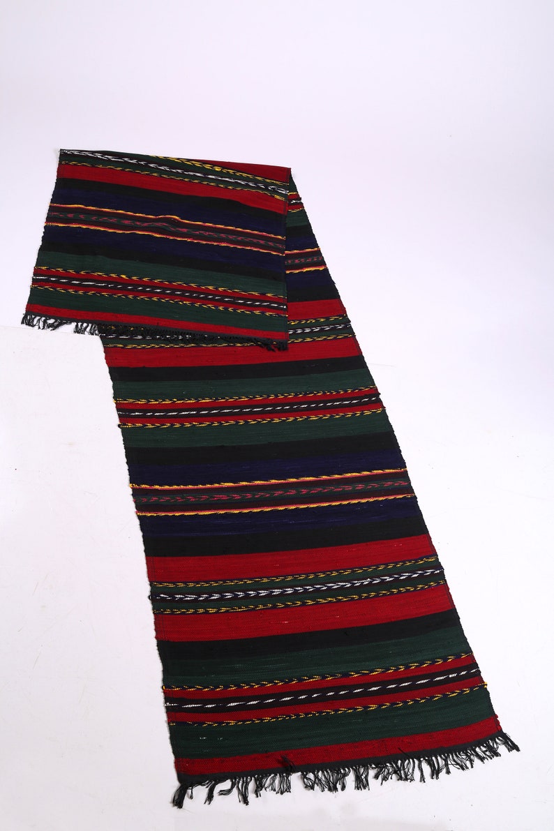 Hand woven Cotton decor Vintage multi color cotton rug Hand woven farmhouse runner Cottage house long runner