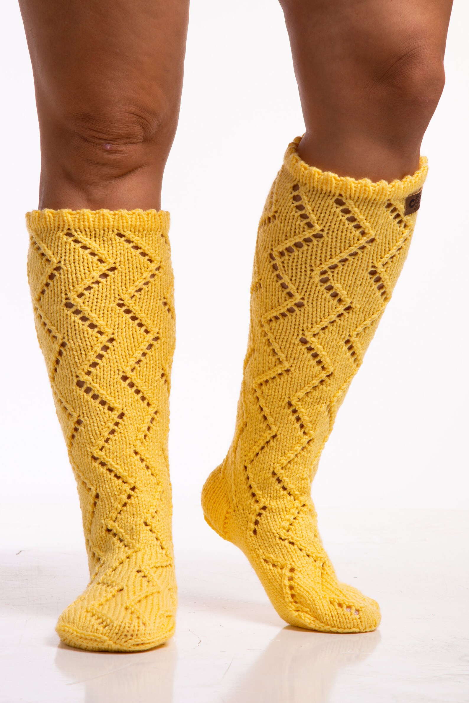 Summer Knitted Socks Green Knee High Yarn Socks Hand Knitted Etsy UK