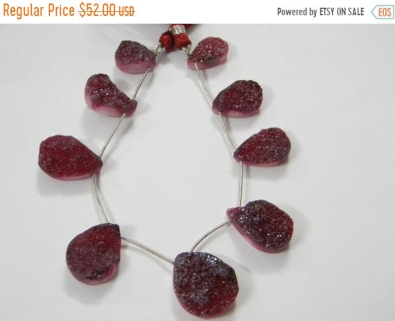 9 pieces Red Druzy Pear Briolettes 12x17-21x26 mm approx size 1 strand