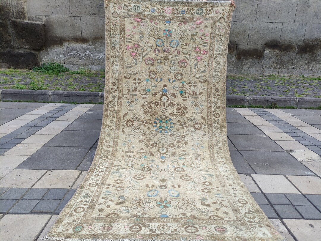 Very Rare Size 3x7 Oriental Kitchen Rug , Runner Rug , Boho Rug , 3.28