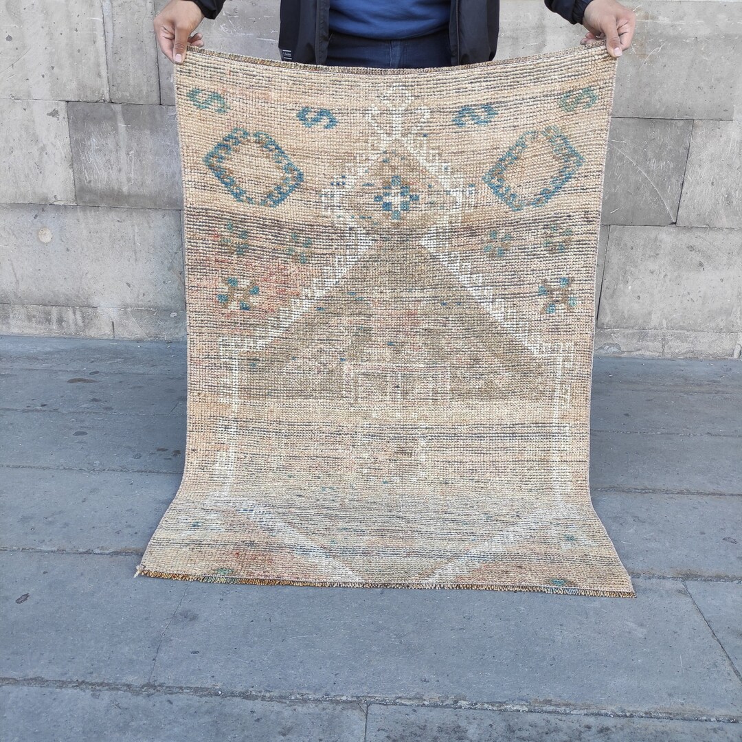 2.79'' X 3.94'' Square Turkish Kars Rug , Area Rug, Brown , Chestnut ...