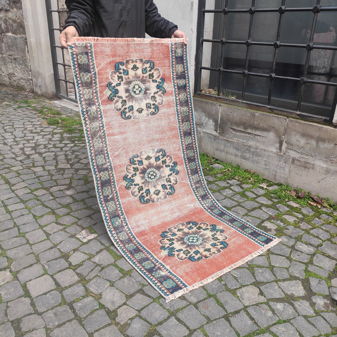 Very Old Turkish Fertek Rug , 2x4 Pastel Rustic Carpet , Mini Runner ...