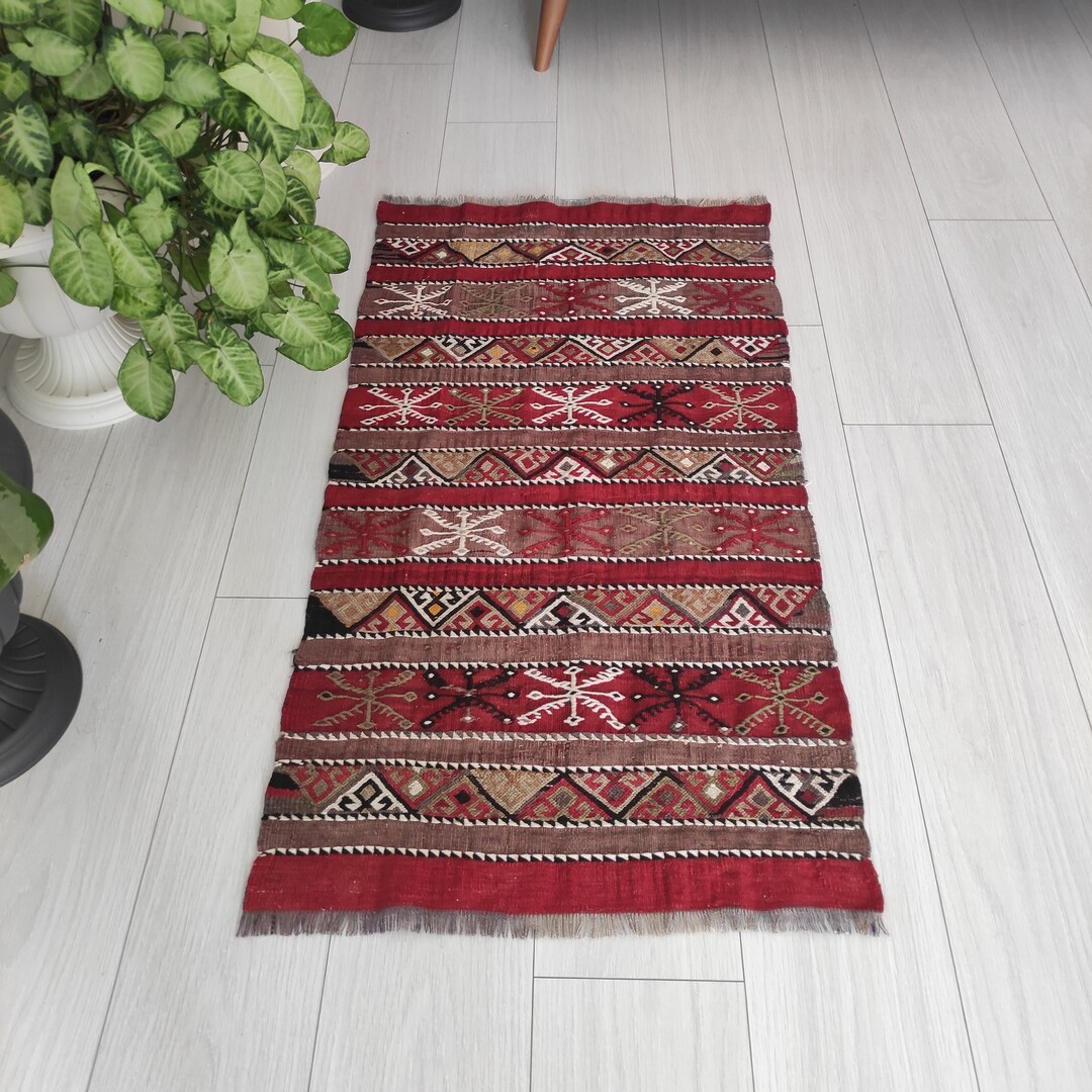 2x4 Vintage Soumak Woven Great Rug , Turkish Kilim Rug , 1.97'' X 3.67 ...