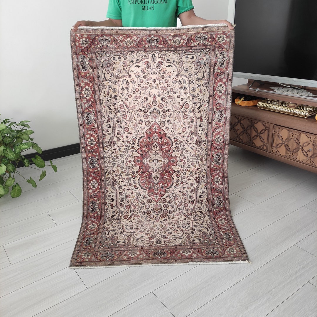 Very Old Turkish Handmade Rug, 3.05'' X 5.09'' Rust Colorful Rug, Boho ...