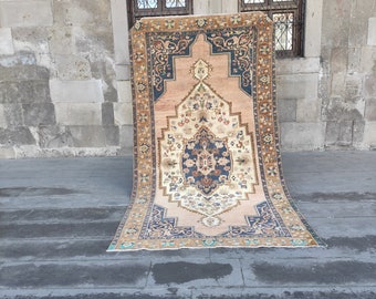Handknotted Oversized Taspinar rug , 4.92&#39;&#39; x 9.58&#39;&#39; pastel handmade rug , muted area rug,decor designer rug, 5x10 Turkish rug,floor rug