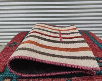 Vintage Kilim Book Cover, Striped Handwoven Wool Book Binding (12x16 inch)