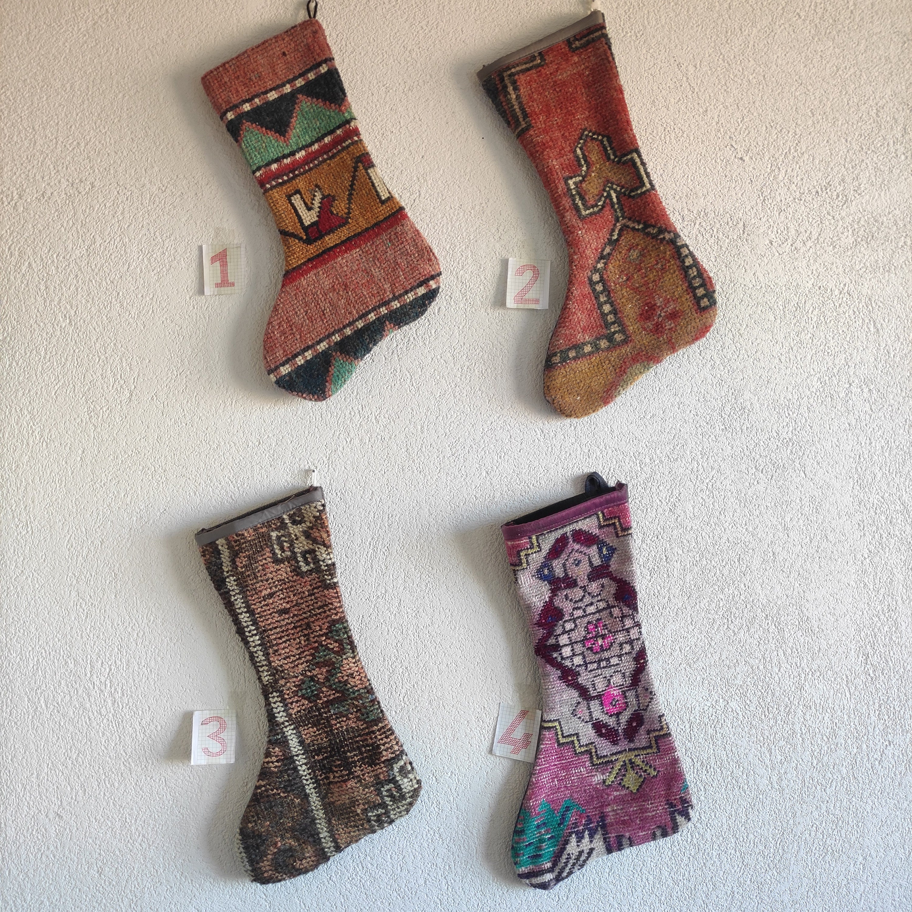 Vintage Christmas stocking handmade christmas decor socks , designer socks , decorative santa socks christmas gift