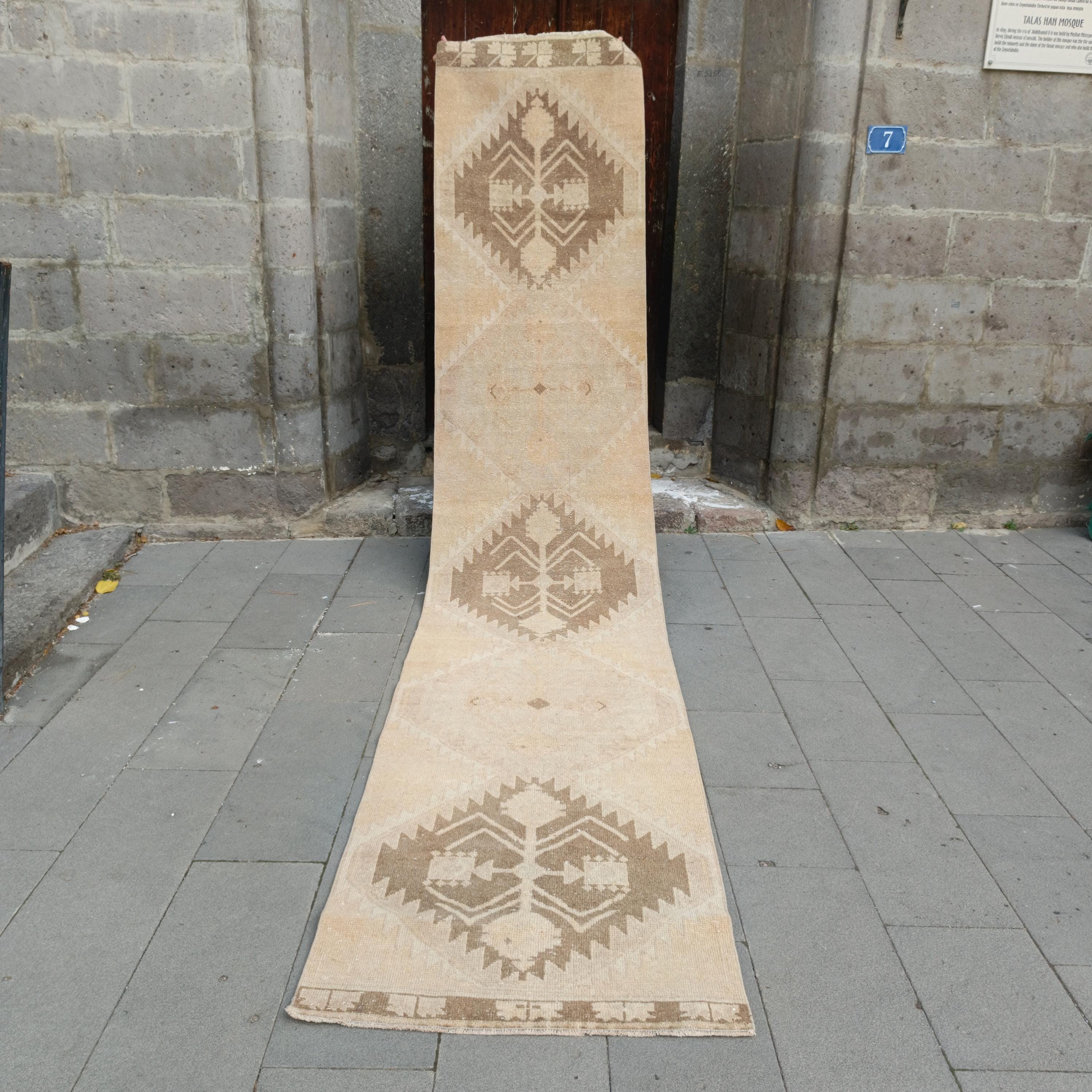 3x14インチのヴィンテージトルコ製ランナーラグ：2.78 x 14.23フィート