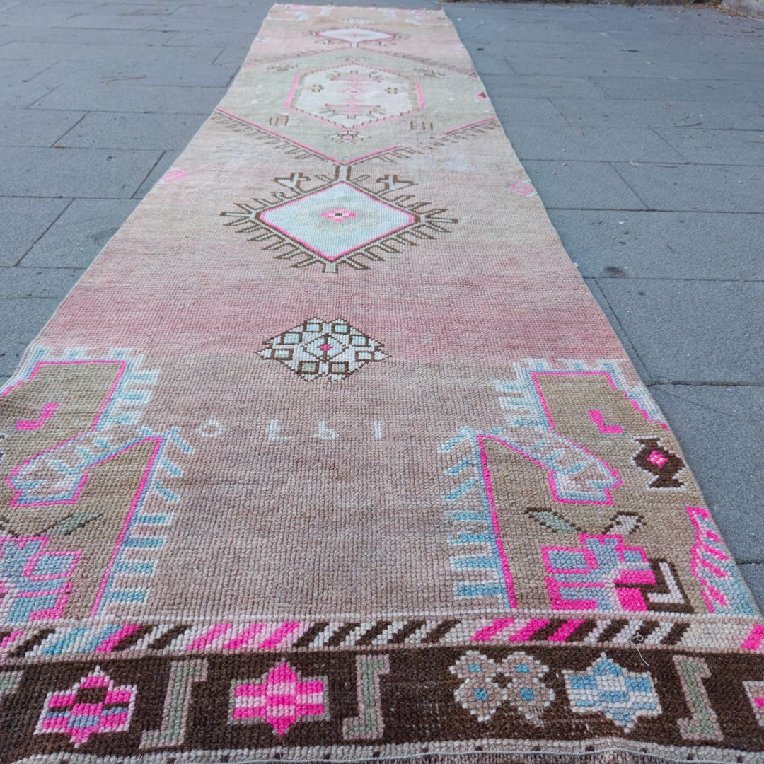 3x12 Vintage Kitchen Rug Turkish Runner Rug: 2.62' X 11.94' Pink Brown ...