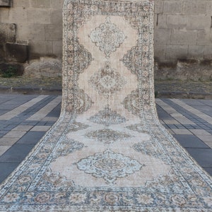 Oversized Turkish Oushak Runner Rug: 5x13 Antique Wash Wool Rug
