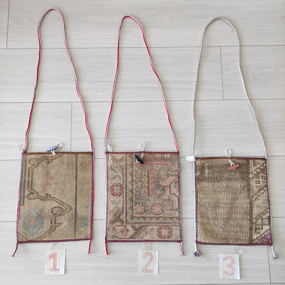 Handwoven Wool Kilim Crossbody Bag: Vintage Turkish Rug Bag