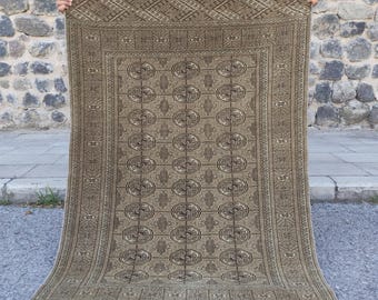 One of a kind colors soft touch Afghan Bokhara Rug , 3.51 x 5.05 neutral Kitchen Rug , 4x5 Old boho handmade vintage rug