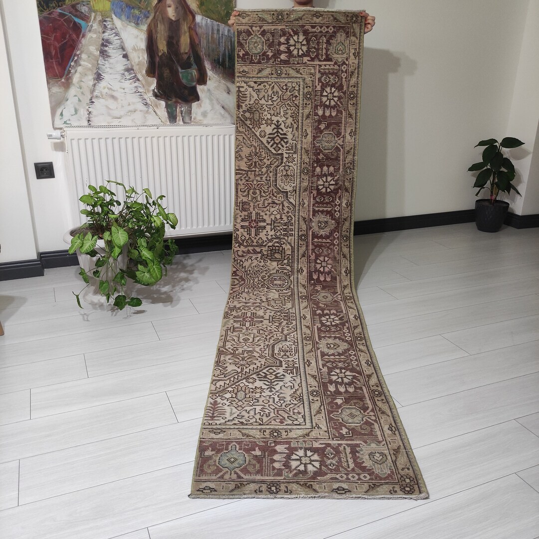 Antique Washed Oriental Kitchen Rug , Runner Rug , 2.1'' X 9.28