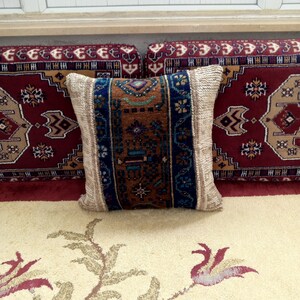 Funda de almohada de patchwork turco hecha a mano: patchwork de lana vintage (40 x 40 cm)