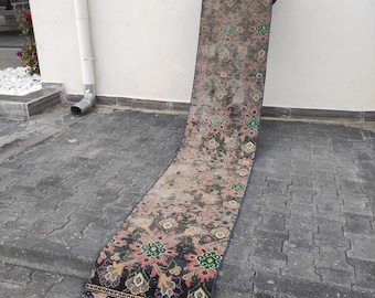 Vintage Turkish Runner Rug: 1.84''x 9.65