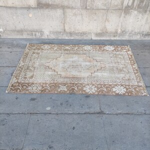 Neutral rare find Kitchen Rug , 2.92'' x 4.53 brown , mink 3x6 Runner Rug , Area rug , Hallway old Rug ,boho handmade rug,anatolian vintage image 5