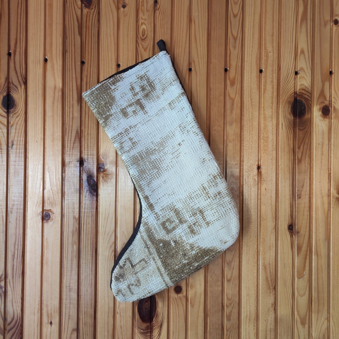 Neutral Christmas Rug Stocking Turkish Santa Claus Wool Etsy