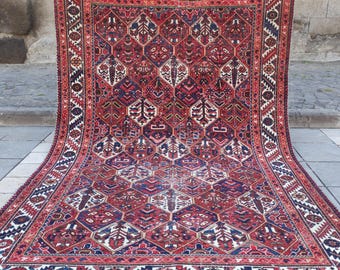 Tapis vintage surdimensionné unique de 7 x 10 pieds (182 x 305 cm), tapis fait main à motif bakthiari (17,1 x 24,8 cm), tapis turc