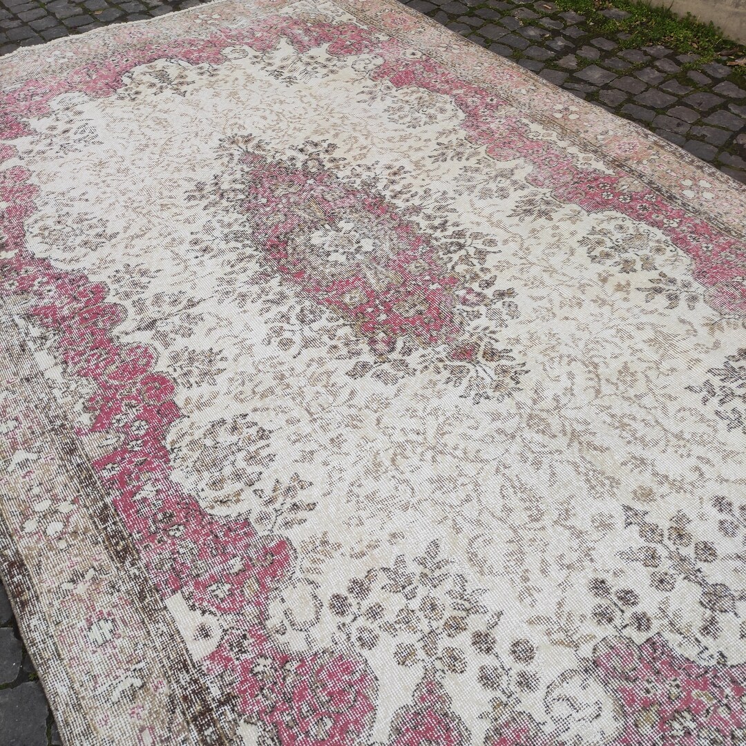 7x10 Oversized Turkish Rug: 6.56x10.17 Ft Vintage Area Rug , Dine