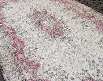 7x10 Oversized Turkish Rug: 6.56x10.17 Ft Vintage Area Rug , Dine