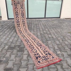 Handmade Anatolian Runner Rug: Vintage Oushak Hallway Rug (2.92 x 11.22)