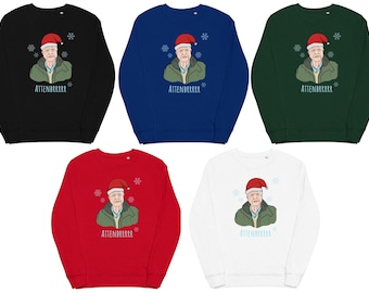 Unisex organic David Attenborough Christmas sweatshirt