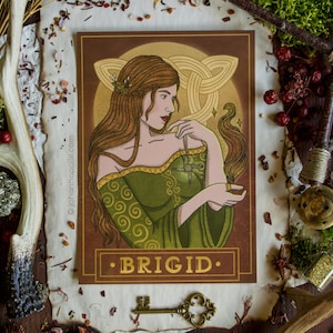 BRIGID A5 Art Print | Celtic Goddess | Folklore | Pagan Art | Mythology | Magick Decor | Wicca | Witchy | Grimoire | Book of Shadows