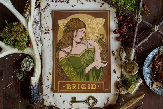 BRIGID A5 Art Print | Celtic Goddess | Folklore | Pagan Art | Mythology | Magick Decor | Wicca | Witchy | Grimoire | Book of Shadows
