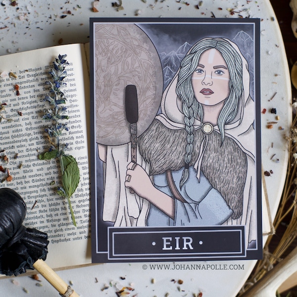 EIR A5 Art Print | Norse Pagan | Healing | Folklore | Nordic | Mythology | Magick Decor | Seidr | Völva | Asatru | Viking | Prayer Card