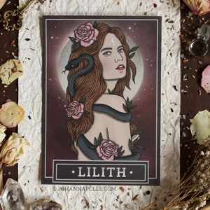 LILITH A5 Art Print | Pagan | Jewish Folklore | Prayer Card | Left Hand Path | Witchcraft | Wicca | Goddess | Grimoire | Book of Shadows