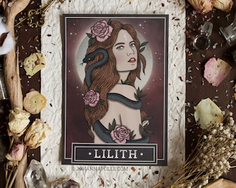 LILITH A5 Art Print | Pagan | Jewish Folklore | Prayer Card | Left Hand Path | Witchcraft | Wicca | Goddess | Grimoire | Book of Shadows