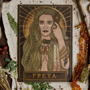 FREYA A5 Art Print | Norse Pagan | Folklore | Nordic | Mythology | Magick Decor | Seidr | Völva | Vanir | Viking | Freyia | Freyja