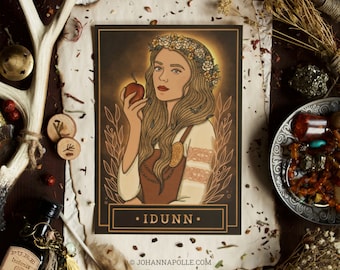 IDUNN A5 Art Print | Norse Pagan | Folklore | Nordic | Mythology | Magick Decor | Seidr | Völva | Asatru | Viking | Aesir | Prayer Card