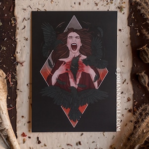 CROWS A5 Art Print | Corvus Corax | Raven | Folk Witch | Animism | Hedgecrossing | Spirit Flight | Magick Decor | Traditional Witch | Pagan