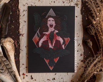 CROWS A5 Art Print | Corvus Corax | Raven | Folk Witch | Animism | Hedgecrossing | Spirit Flight | Magick Decor | Traditional Witch | Pagan