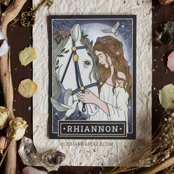 RHIANNON A5 Art Print | Celtic Goddess | Irish Folklore | Pagan Art | Welsh Mythology | Magick Decor | Wicca | Witchy | Epona | Horses