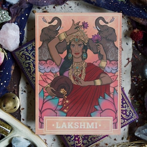 LAKSHMI A5 Art Print | Pagan | Hindu Goddess | Prayer Card | Indian | Witchcraft | Lakshmi Maa | Mata Lakshmi | Tridevi | Book of Shadows