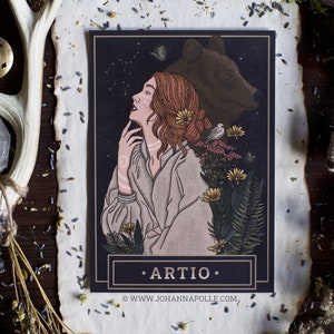 ARTIO A5 Art Print | Celtic Goddess | Folklore | Pagan | Mythology | Magick Decor | Bear | Prayer Card | Witchy | Grimoire | Wild Woman
