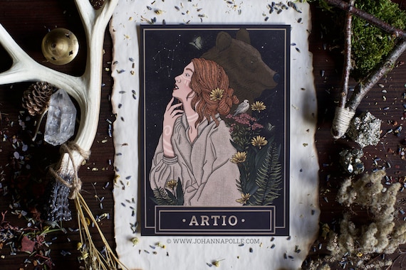 ARTIO A5 Art Print | Celtic Goddess | Folklore | Pagan | Mythology | Magick Decor | Bear | Prayer Card | Witchy | Grimoire | Wild Woman