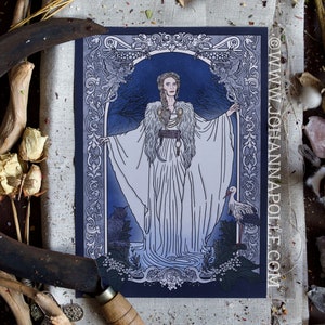 FRAU HOLLE A4 Art Print | Mother Hulda | Holda | Folklore | Vrouw Holle | Witte Wieven | Perchta | Völva | Germanic | European Prayer Card