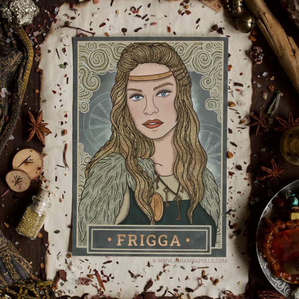 FRIGGA A5 Art Print | Norse Pagan | Folklore | Nordic | Mythology | Magick Decor | Seidr | Völva | Frigg | Viking | Asatru | Holle