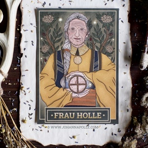 FRAU HOLLE A5 Art Print | Mother Hulda | Holda | Folklore | Nordic | Mythology | Magick Decor | Perchta | Völva | Germanic | Prayer Card