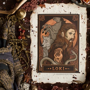 LOKI A5 Art Print | Norse Pagan | Folklore | Nordic | Mythology | Magick Decor | Seidr | Völva | Asatru | Viking | Lokean | Prayer Card