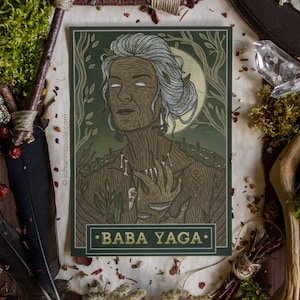 BABA YAGA A5 Art Print | Slavic Goddess | Folklore | Pagan Art | Mythology | Magick Decor | Wicca | Witchy | Grimoire | Book of Shadows