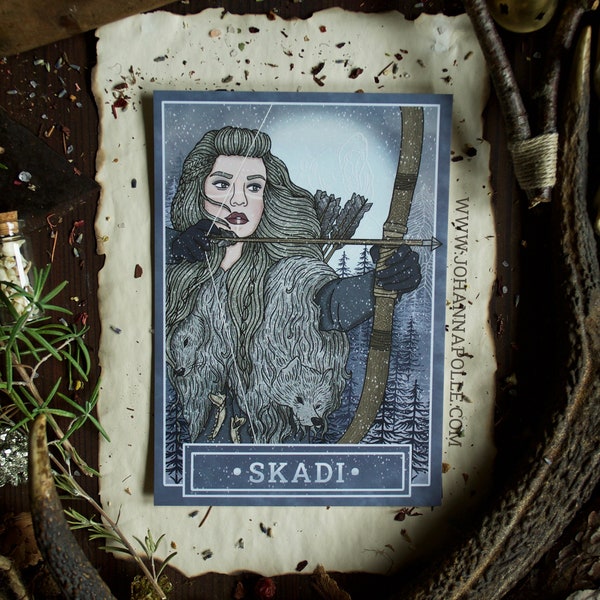 SKADI A5 Art Print | Norse Pagan | Folklore | Nordic | Mythology | Magick Decor | Seidr | Völva | Viking | Spiritual Art | Norse Mythology