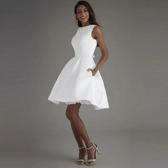 short white wedding party dress