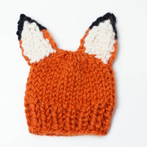 Knitting Pattern Fox Ears Hat Chunky Woodland Animal Winter Thick Warm Halloween Costume Newborn Baby Toddler Child Photography Prop