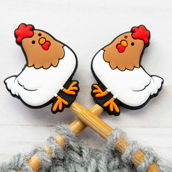 Chicken Stitch Stoppers Knitting Needle Point Protectors Farm Animal Holders Notions Accessories Tools Keeper Hugger Supplies Silicone