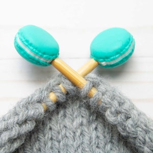 Teal Macaron Stitch Stoppers Point Protectors Knitting Needle Holders Notions Accessories Tools Keeper Hugger Supplies Silicone Macaroon